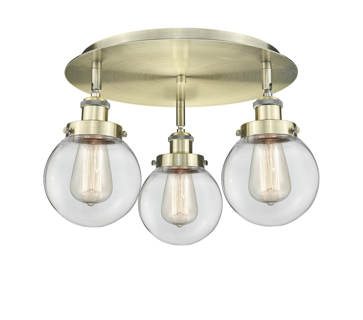 Innovations Lighting Beacon 6" Flush Mount - Antique Brass Ceiling Flush Mounts Innovations Lighting Clear ; Glass Type: Transparent  