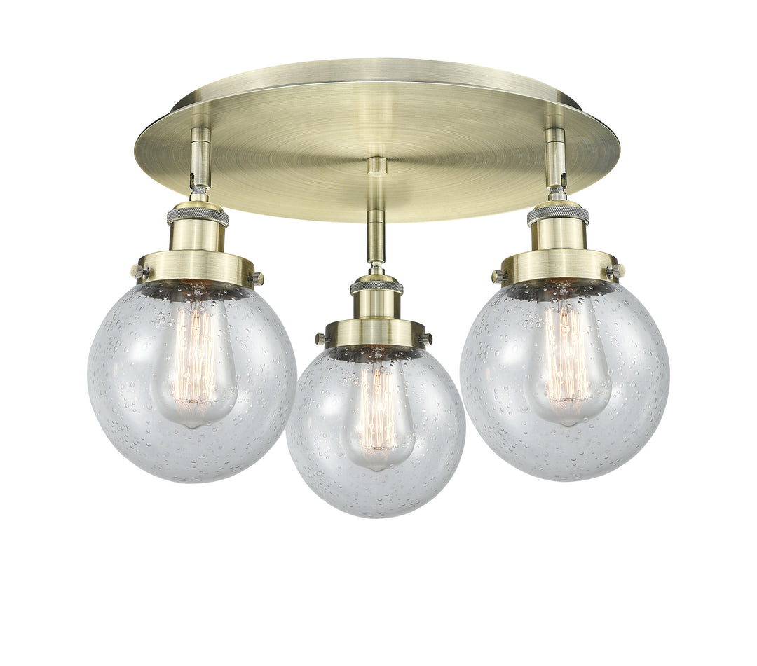 Innovations Lighting Beacon 6" Flush Mount - Antique Brass Ceiling Flush Mounts Innovations Lighting Seedy ; Glass Type: Seedy  