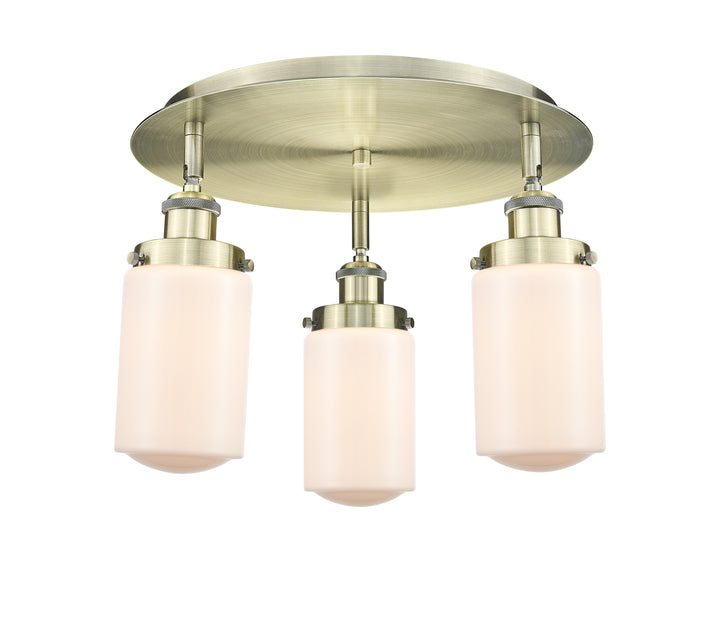 Innovations Lighting Dover Flush Mount - Antique Brass Ceiling Flush Mounts Innovations Lighting Matte White ; Glass Type: Frosted  