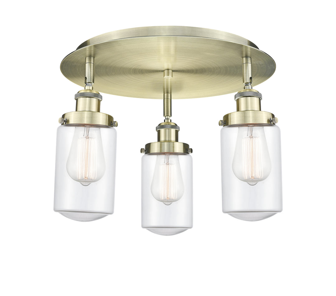 Innovations Lighting Dover Flush Mount - Antique Brass Ceiling Flush Mounts Innovations Lighting Clear ; Glass Type: Clear  