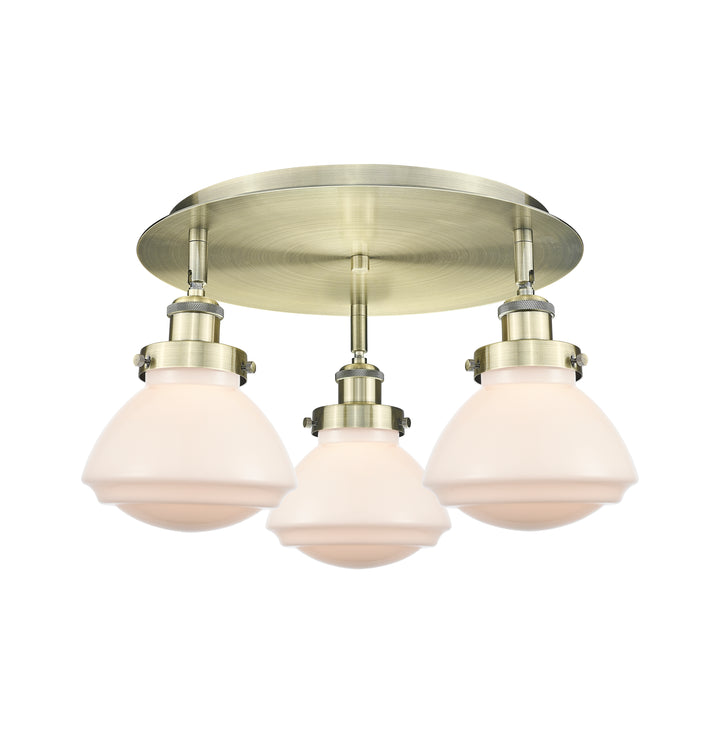 Innovations Lighting Olean Flush Mount - Antique Brass Ceiling Flush Mounts Innovations Lighting Matte White ; Glass Type: Frosted  