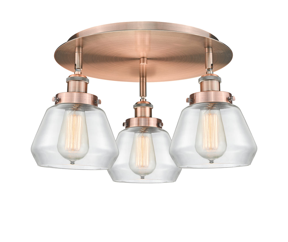 Innovations Lighting Fulton Flush Mount - Antique Copper Ceiling Flush Mounts Innovations Lighting Clear ; Glass Type: Clear  