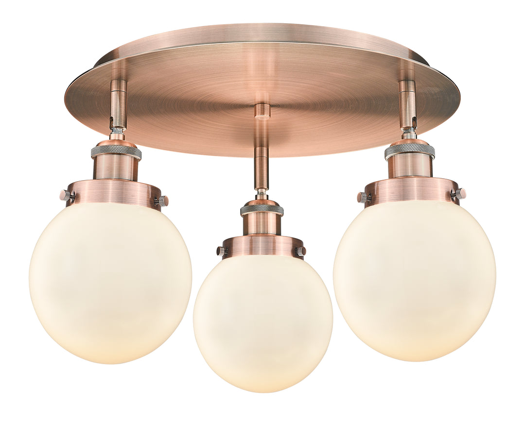 Innovations Lighting Beacon 6" Flush Mount - Antique Copper Ceiling Flush Mounts Innovations Lighting Matte White ; Glass Type: Frosted  