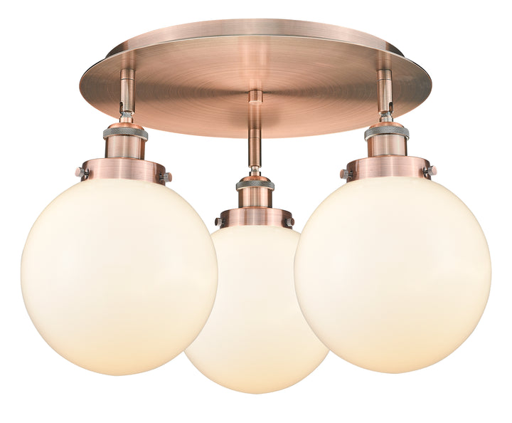 Innovations Lighting Beacon 8" Flush Mount - Antique Copper Ceiling Flush Mounts Innovations Lighting Matte White ; Glass Type: Frosted  