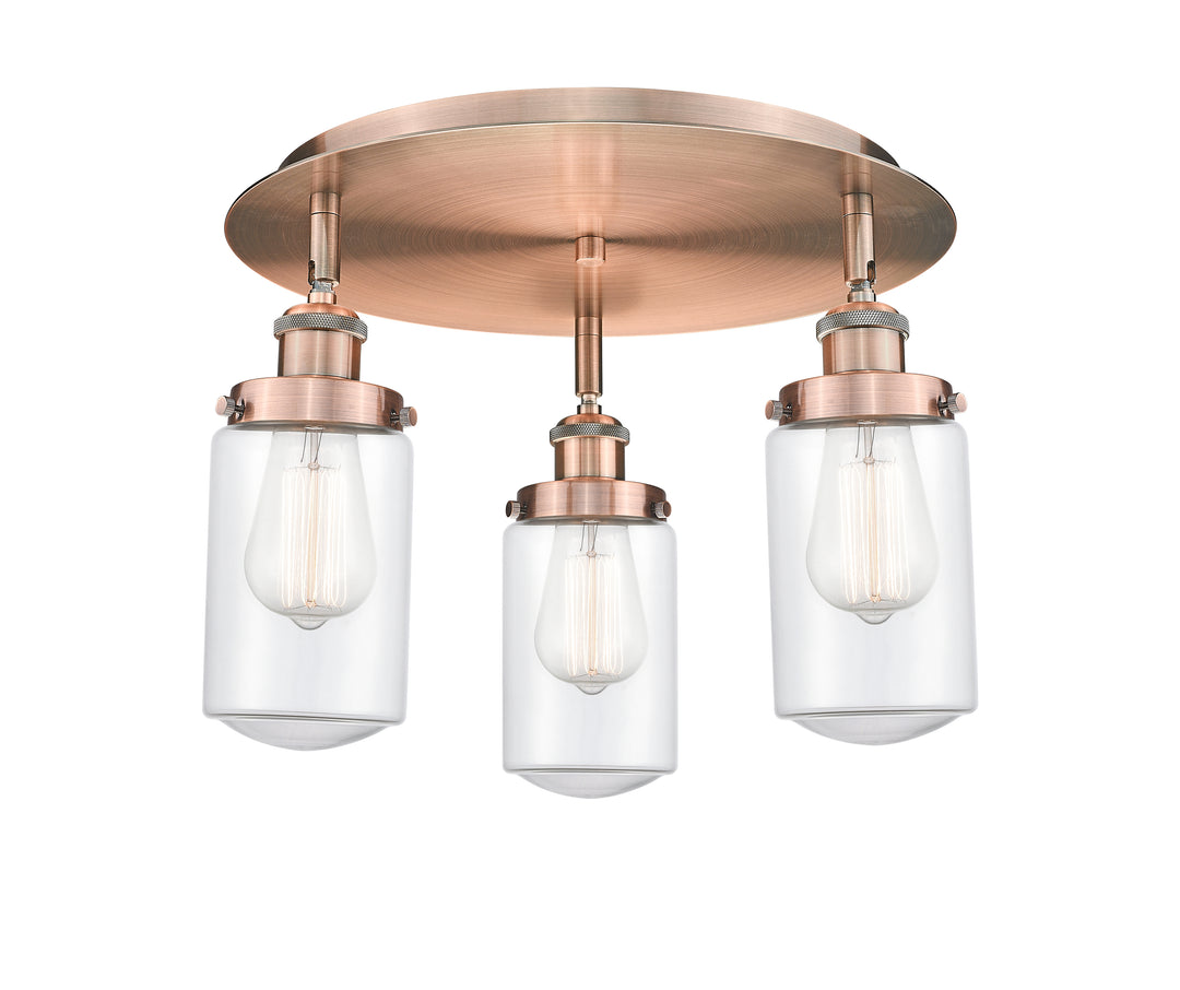 Innovations Lighting Dover Flush Mount - Antique Copper Ceiling Flush Mounts Innovations Lighting Clear ; Glass Type: Clear  