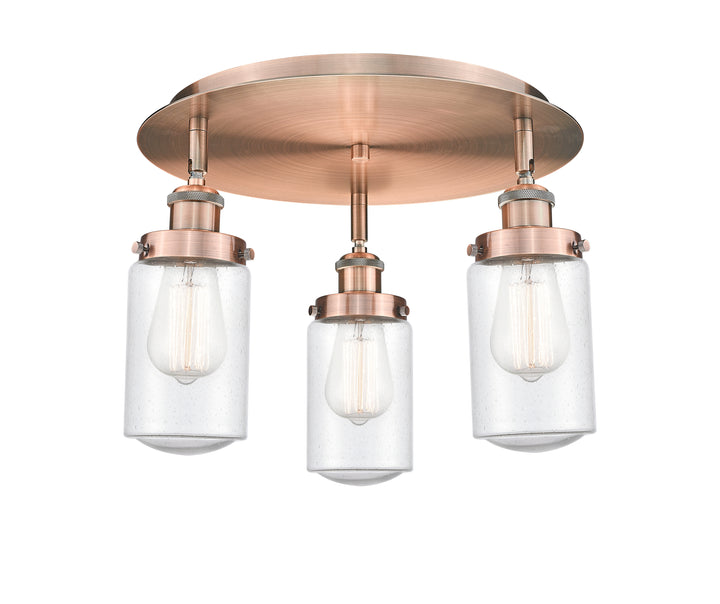 Innovations Lighting Dover Flush Mount - Antique Copper Ceiling Flush Mounts Innovations Lighting Seedy ; Glass Type: Seeded  