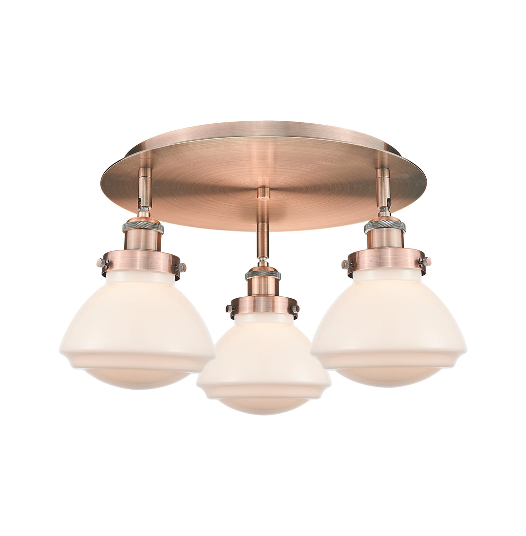 Innovations Lighting Olean Flush Mount - Antique Copper Ceiling Flush Mounts Innovations Lighting Matte White ; Glass Type: Frosted  