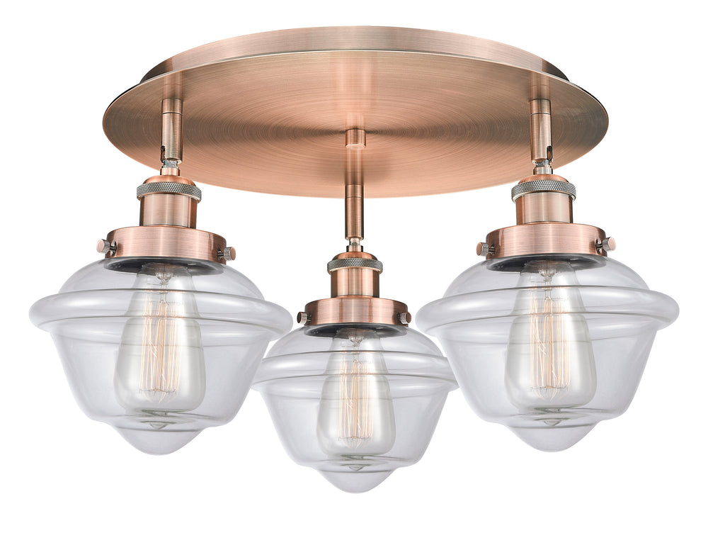 Innovations Lighting Oxford Flush Mount - Antique Copper Ceiling Flush Mounts Innovations Lighting Clear ; Glass Type: Clear  