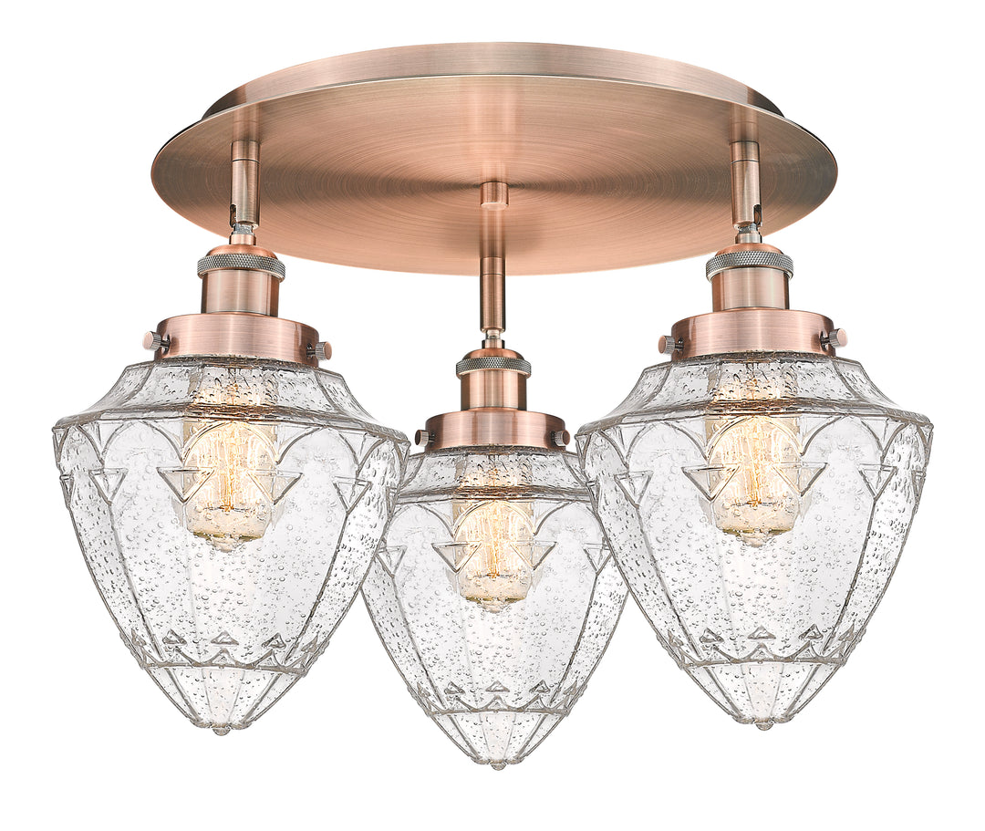 Innovations Lighting Bullet 7" Flush Mount - Antique Copper Ceiling Flush Mounts Innovations Lighting Seedy ; Glass Type: Seeded  