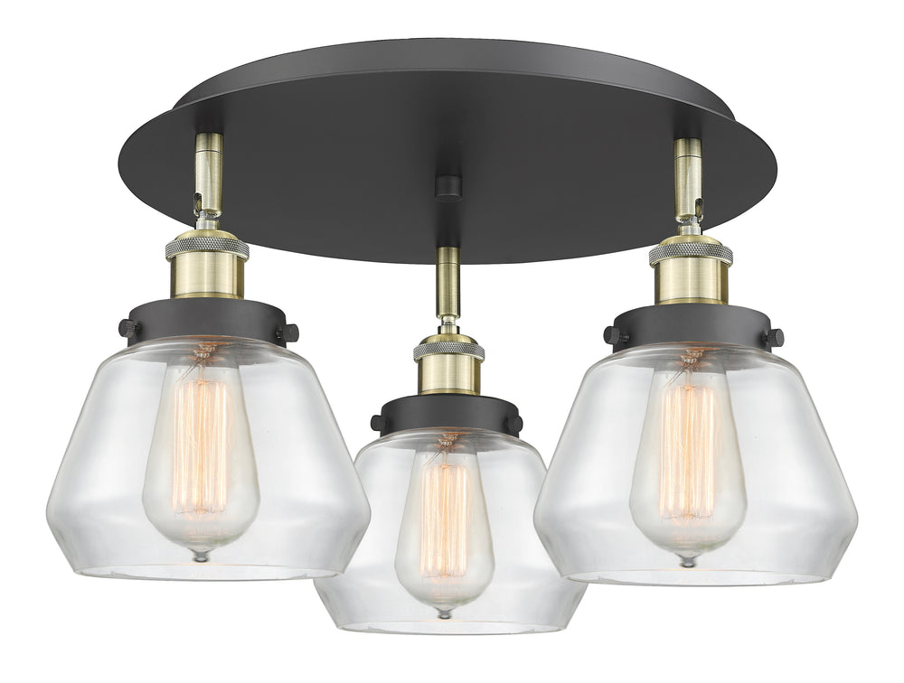 Innovations Lighting Fulton Flush Mount - Black Antique Brass Ceiling Flush Mounts Innovations Lighting Clear ; Glass Type: Clear  