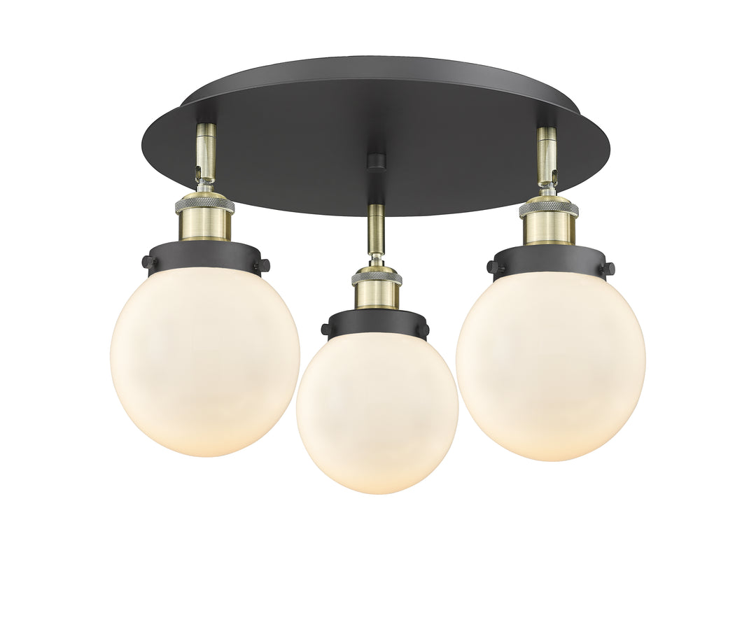 Innovations Lighting Beacon 6" Flush Mount - Black Antique Brass Ceiling Flush Mounts Innovations Lighting Matte White ; Glass Type: Frosted  