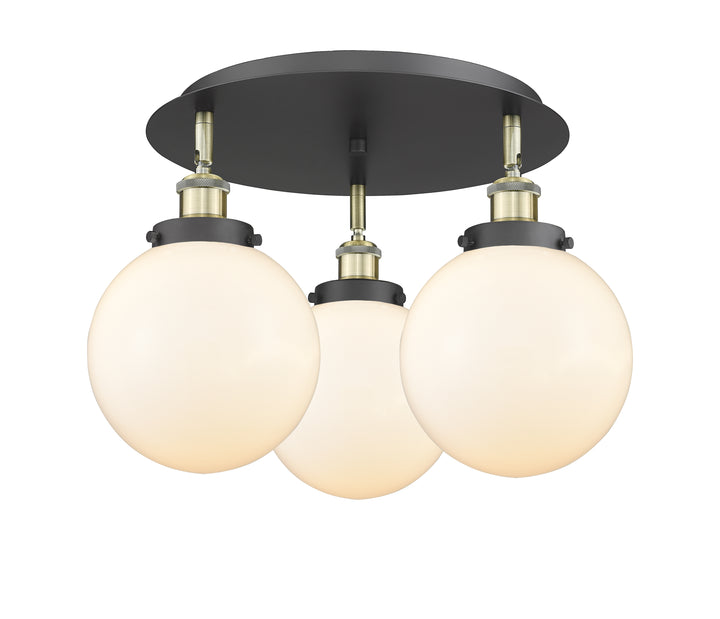 Innovations Lighting Beacon 8" Flush Mount - Black Antique Brass Ceiling Flush Mounts Innovations Lighting Matte White ; Glass Type: Frosted  