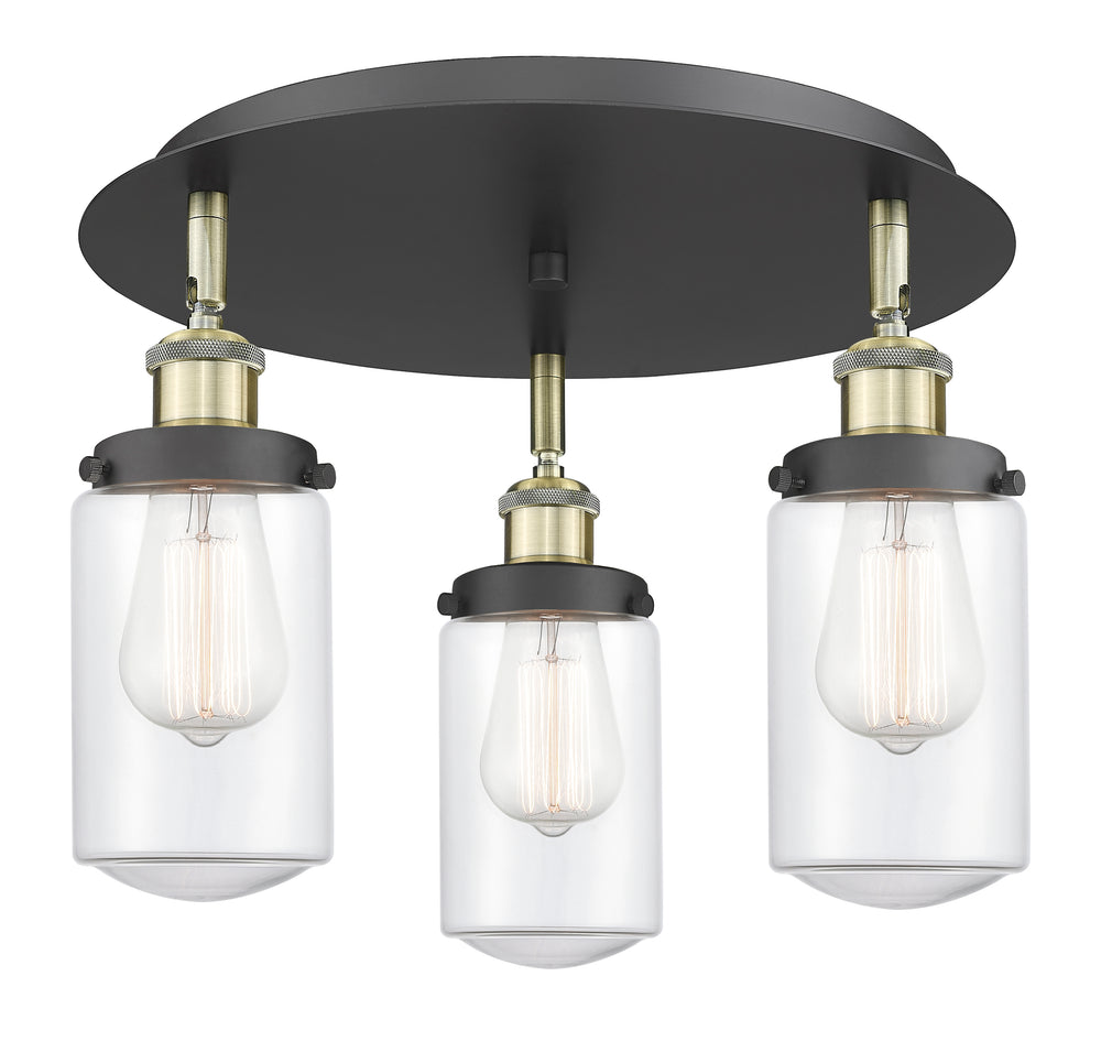 Innovations Lighting Dover Flush Mount - Black Antique Brass Ceiling Flush Mounts Innovations Lighting Clear ; Glass Type: Clear  