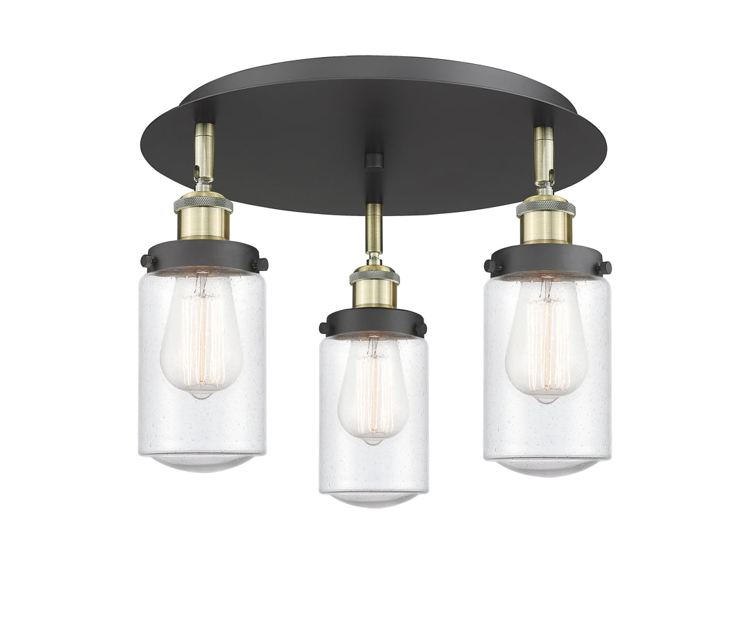 Innovations Lighting Dover Flush Mount - Black Antique Brass Ceiling Flush Mounts Innovations Lighting Seedy ; Glass Type: Seeded  