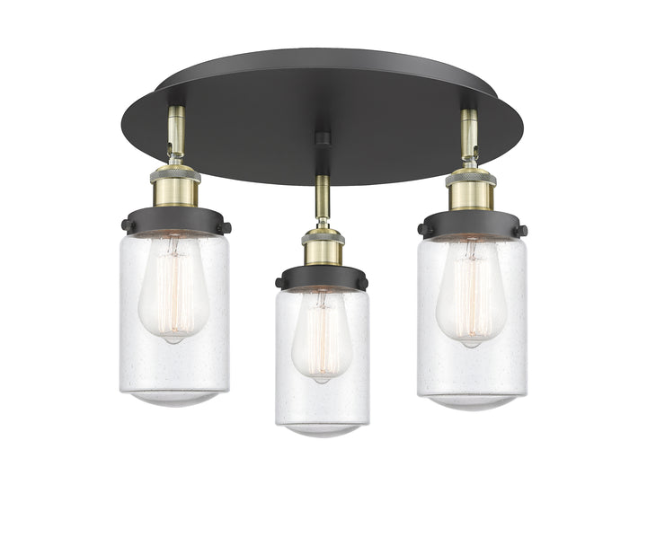 Innovations Lighting Dover Flush Mount - Black Antique Brass Ceiling Flush Mounts Innovations Lighting Seedy ; Glass Type: Seeded  