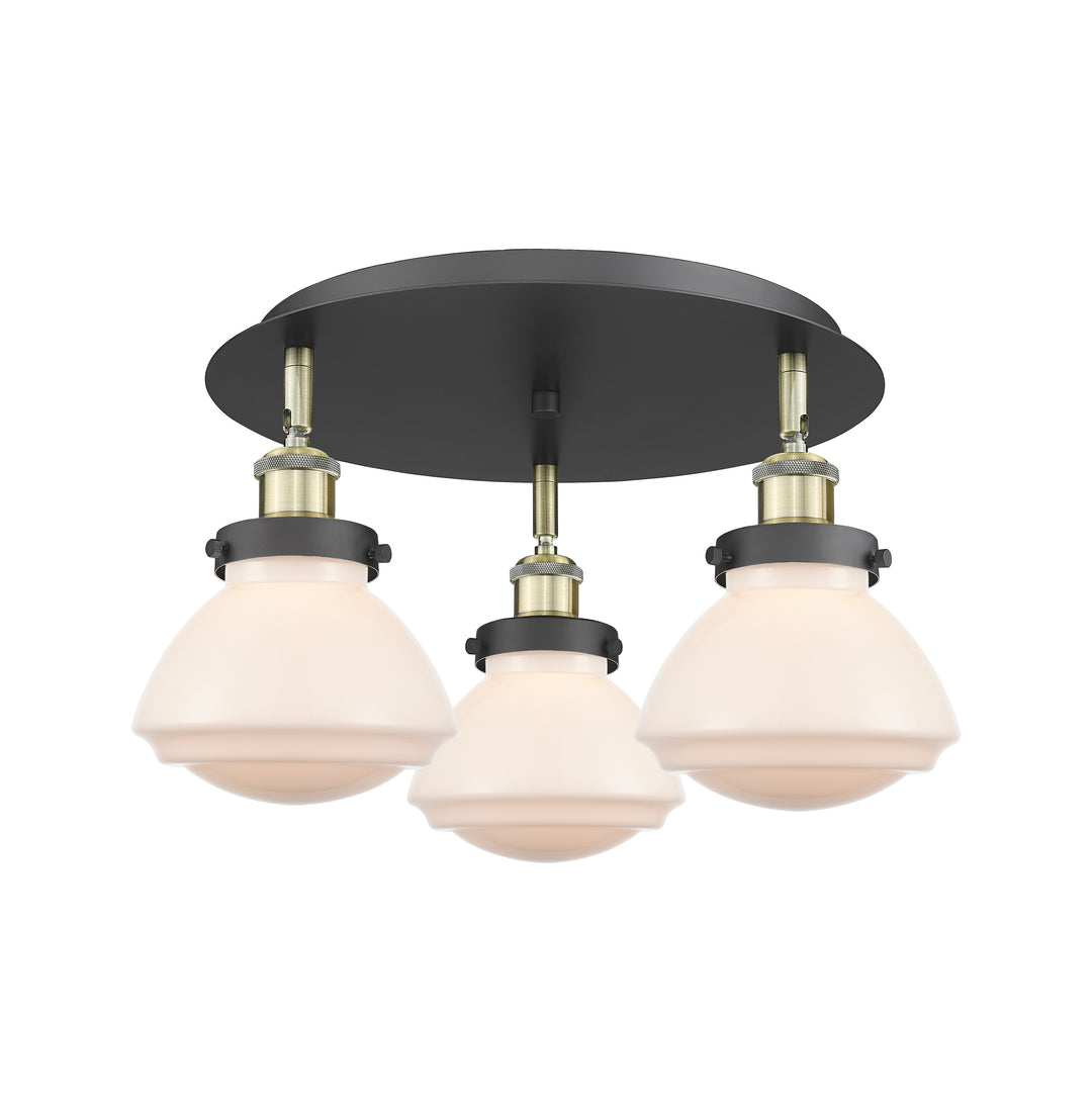 Innovations Lighting Olean Flush Mount - Black Antique Brass Ceiling Flush Mounts Innovations Lighting Matte White ; Glass Type: Frosted  