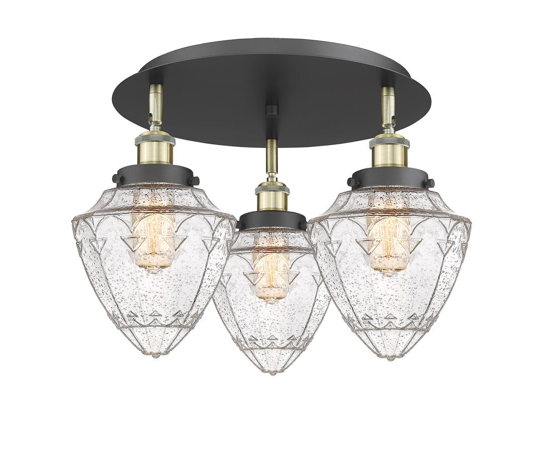 Innovations Lighting Bullet 7" Flush Mount - Black Antique Brass Ceiling Flush Mounts Innovations Lighting Seedy ; Glass Type: Seeded  