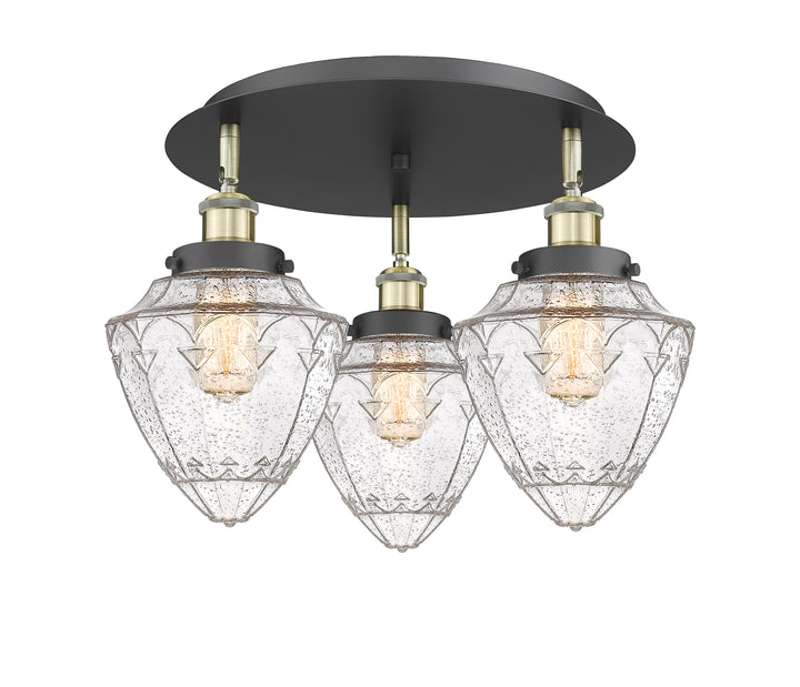 Innovations Lighting Bullet 7" Flush Mount - Black Antique Brass Ceiling Flush Mounts Innovations Lighting Seedy ; Glass Type: Seeded  