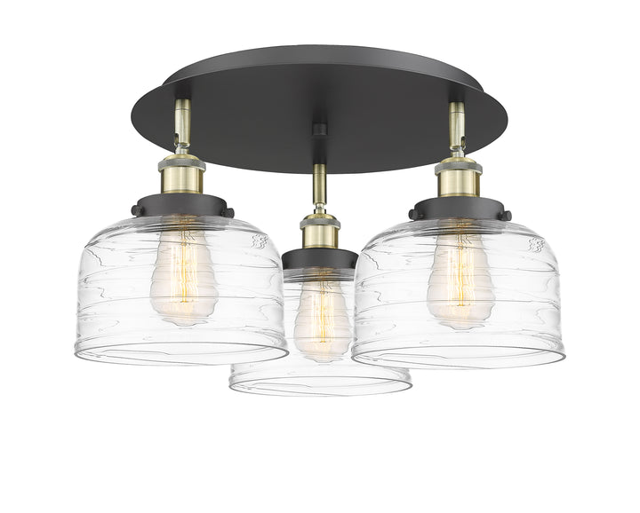 Innovations Lighting Bell Flush Mount Ceiling Flush Mounts Innovations Lighting Black Antique Brass Clear Deco Swirl ; Glass Type: Transparent 