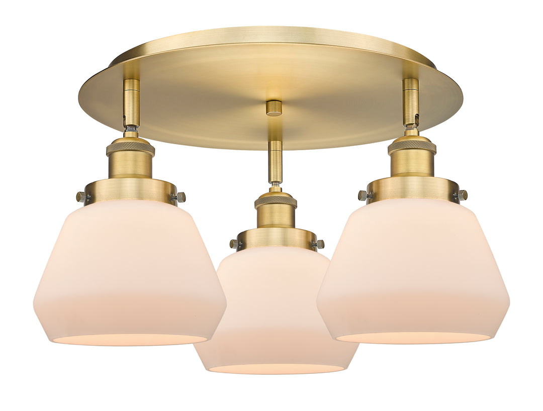 Innovations Lighting Fulton Flush Mount - Brushed Brass Ceiling Flush Mounts Innovations Lighting Matte White ; Glass Type: Frosted  