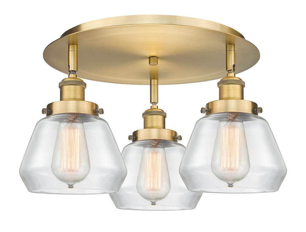 Innovations Lighting Fulton Flush Mount - Brushed Brass Ceiling Flush Mounts Innovations Lighting Clear ; Glass Type: Clear  