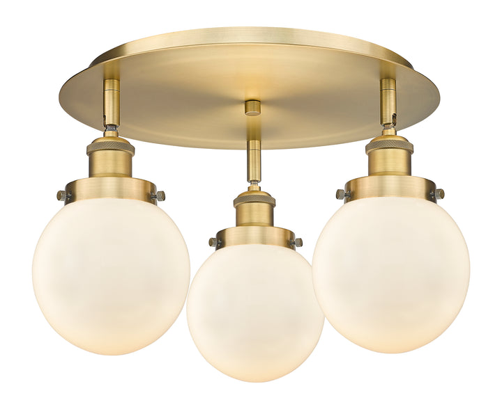 Innovations Lighting Beacon 6" Flush Mount - Brushed Brass Ceiling Flush Mounts Innovations Lighting Matte White ; Glass Type: Frosted  