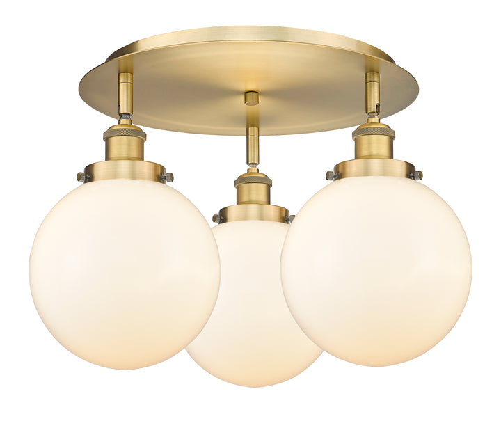 Innovations Lighting Beacon 8" Flush Mount - Brushed Brass Ceiling Flush Mounts Innovations Lighting Matte White ; Glass Type: Frosted  