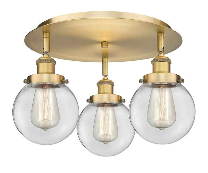 Innovations Lighting Beacon 6" Flush Mount - Brushed Brass Ceiling Flush Mounts Innovations Lighting Clear ; Glass Type: Transparent  