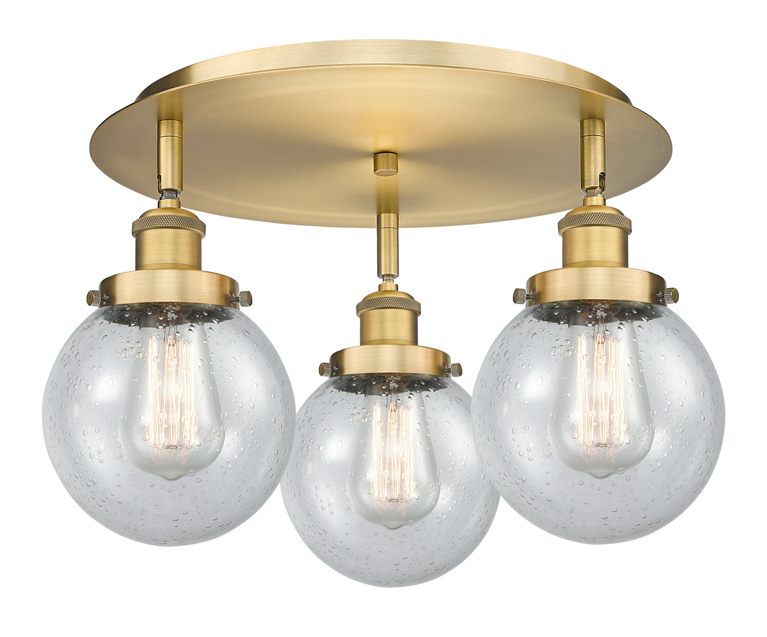 Innovations Lighting Beacon 6" Flush Mount - Brushed Brass Ceiling Flush Mounts Innovations Lighting Seedy ; Glass Type: Seedy  