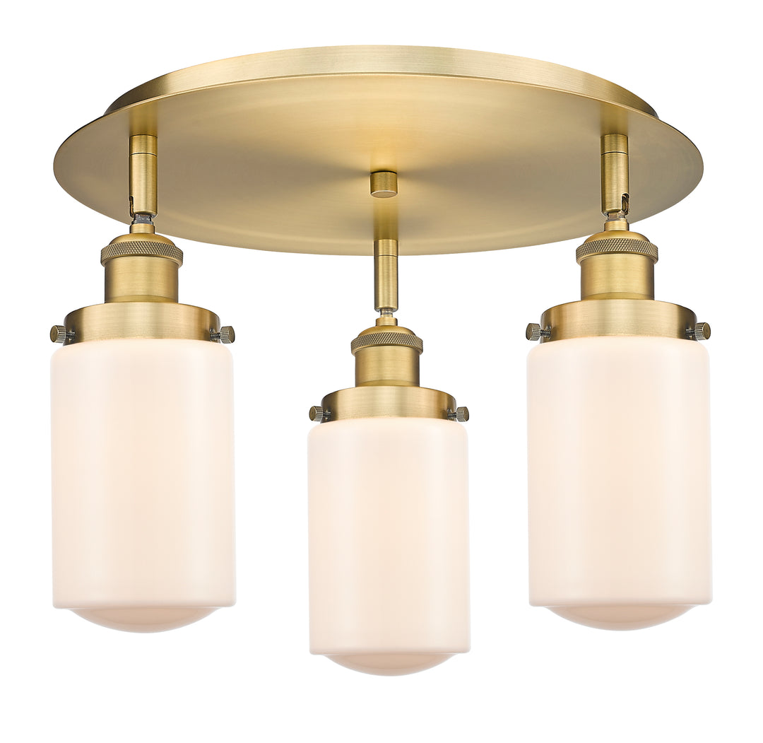 Innovations Lighting Dover Flush Mount - Brushed Brass Ceiling Flush Mounts Innovations Lighting Matte White ; Glass Type: Frosted  