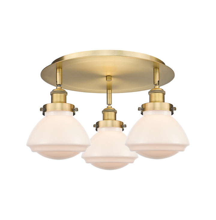 Innovations Lighting Olean Flush Mount - Brushed Brass Ceiling Flush Mounts Innovations Lighting Matte White ; Glass Type: Frosted  