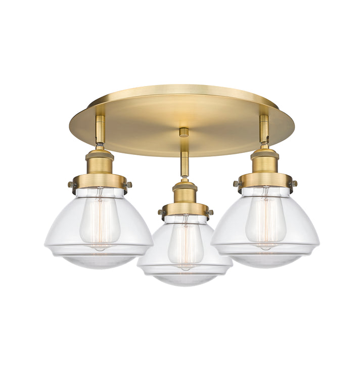 Innovations Lighting Olean Flush Mount - Brushed Brass Ceiling Flush Mounts Innovations Lighting Clear ; Glass Type: Clear  