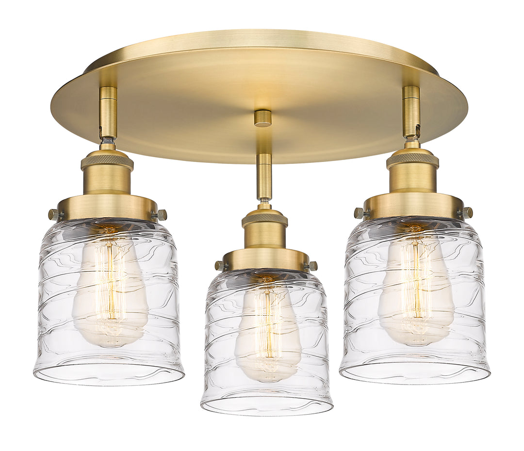 Innovations Lighting Bell Flush Mount Ceiling Flush Mounts Innovations Lighting Brushed Brass Clear Deco Swirl ; Glass Type: Clear 