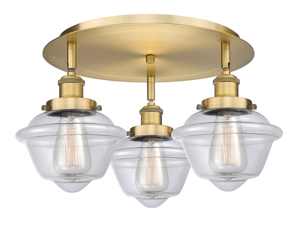 Innovations Lighting Oxford Flush Mount - Brushed Brass Ceiling Flush Mounts Innovations Lighting Clear ; Glass Type: Clear  