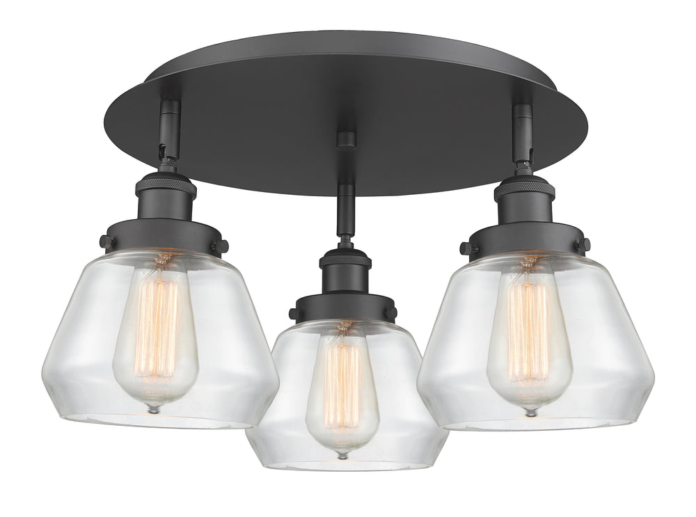 Innovations Lighting Fulton Flush Mount - Matte Black Ceiling Flush Mounts Innovations Lighting Clear ; Glass Type: Clear  