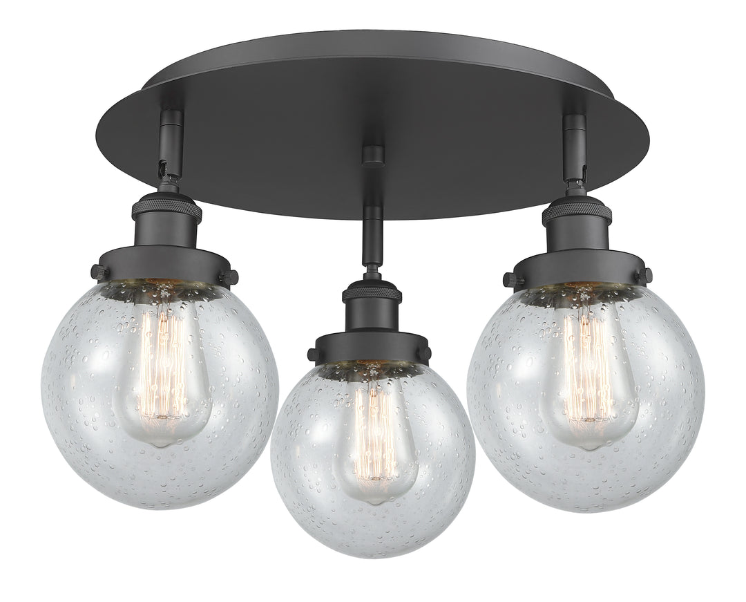 Innovations Lighting Beacon 6" Flush Mount - Matte Black Ceiling Flush Mounts Innovations Lighting Seedy ; Glass Type: Seedy  