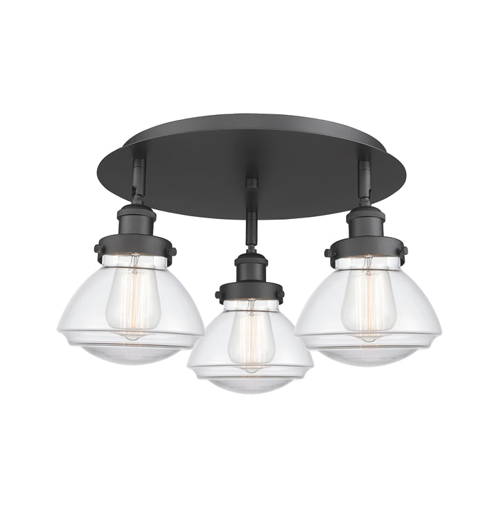 Innovations Lighting Olean Flush Mount - Matte Black Ceiling Flush Mounts Innovations Lighting Clear ; Glass Type: Clear  