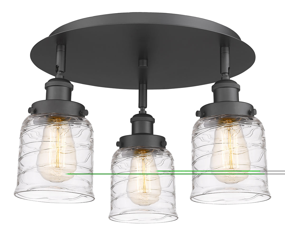 Innovations Lighting Bell Flush Mount Ceiling Flush Mounts Innovations Lighting Matte Black Clear Deco Swirl ; Glass Type: Clear 