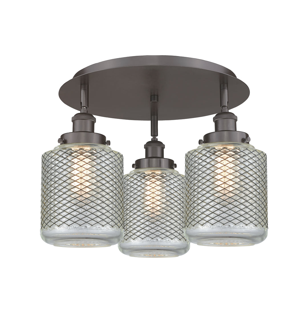 Innovations Lighting Edison Flush Mount - Oil Rubbed Bronze Ceiling Flush Mounts Innovations Lighting Clear Wire Mesh ; Glass Type: Transparent  