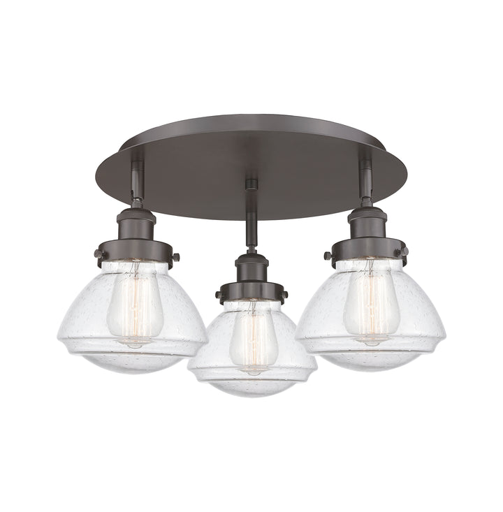 Innovations Lighting Olean Flush Mount - Oil Rubbed Bronze Ceiling Flush Mounts Innovations Lighting Seedy ; Glass Type: Seeded  