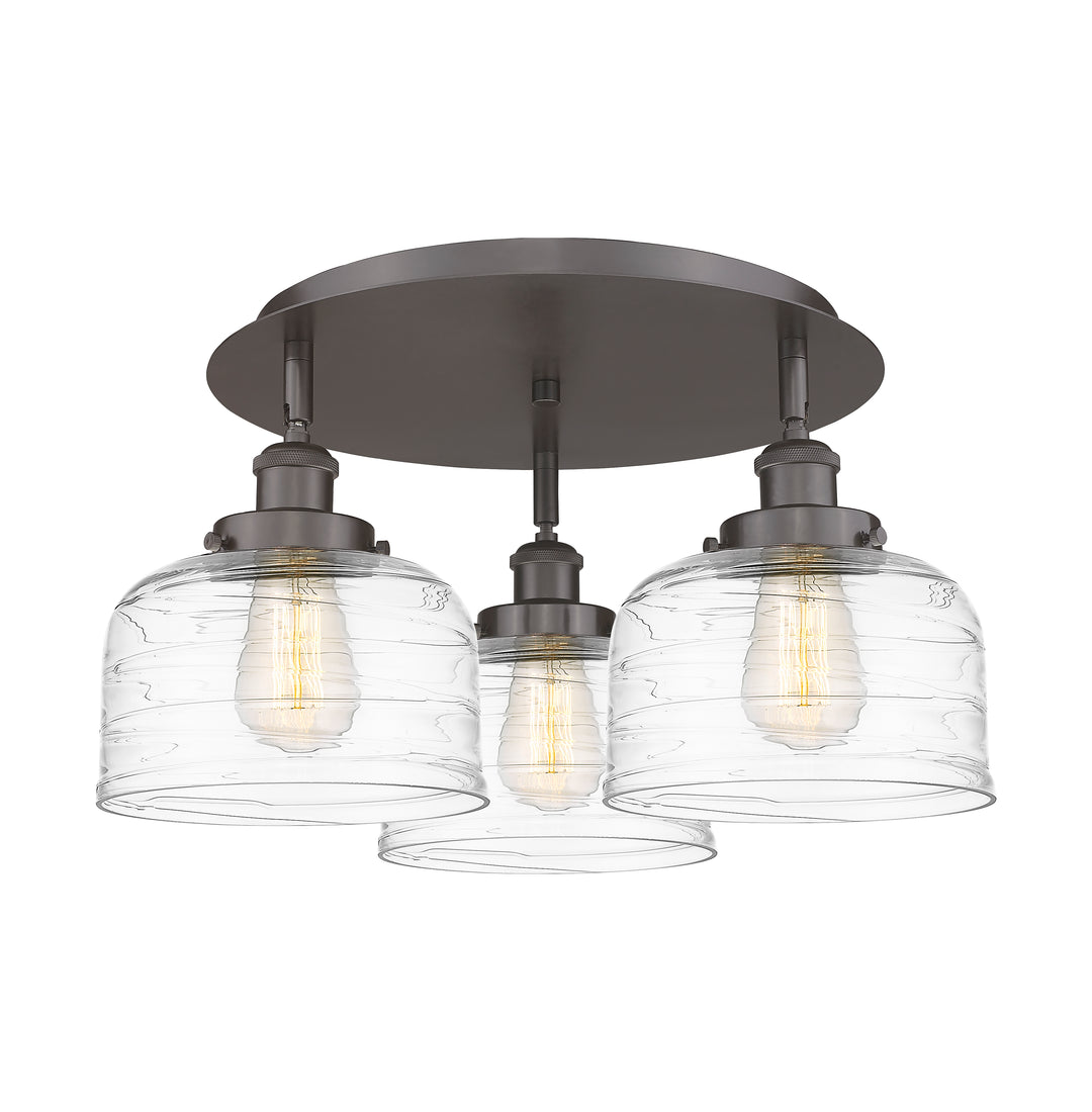 Innovations Lighting Bell Flush Mount Ceiling Flush Mounts Innovations Lighting Oil Rubbed Bronze Clear Deco Swirl ; Glass Type: Transparent 