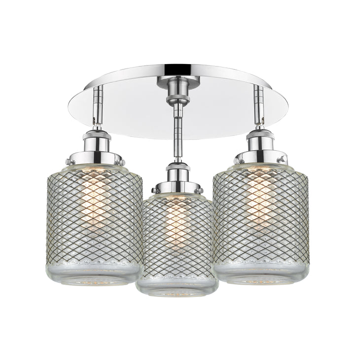 Innovations Lighting Edison Flush Mount - Polished Chrome Ceiling Flush Mounts Innovations Lighting Clear Wire Mesh ; Glass Type: Transparent  