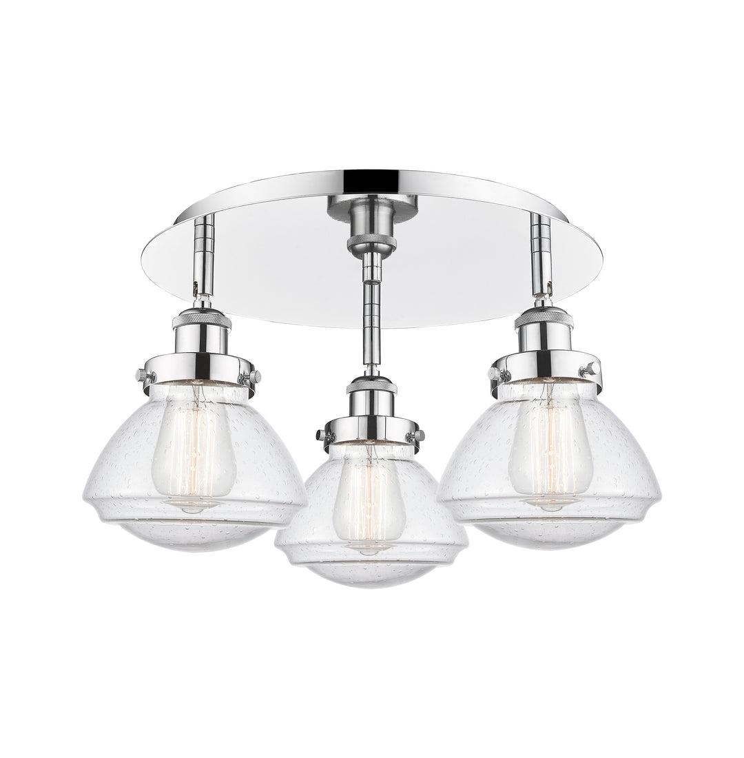 Innovations Lighting Olean Flush Mount - Polished Chrome Ceiling Flush Mounts Innovations Lighting Seedy ; Glass Type: Seeded  