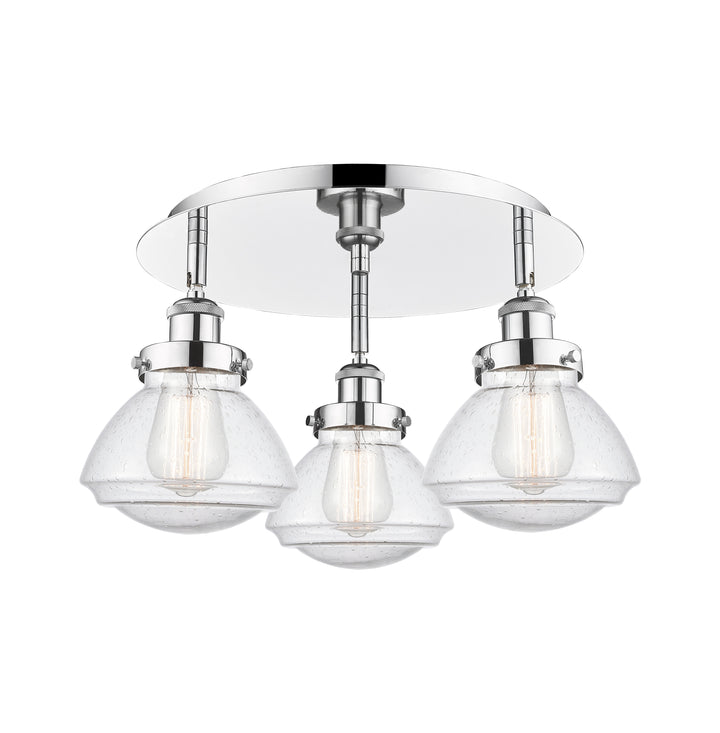 Innovations Lighting Olean Flush Mount - Polished Chrome Ceiling Flush Mounts Innovations Lighting Seedy ; Glass Type: Seeded  