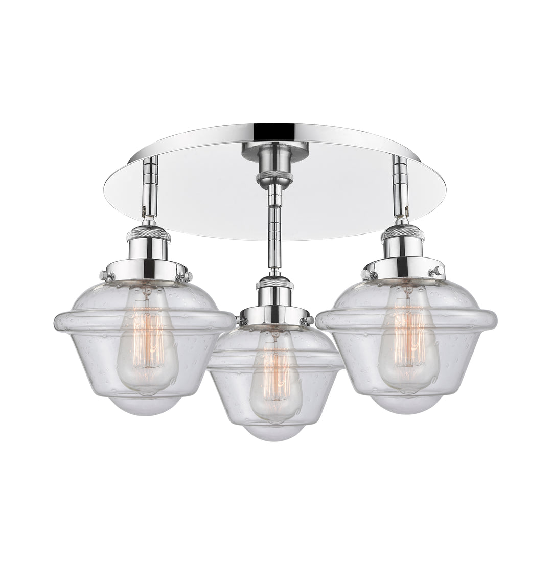 Innovations Lighting Oxford Flush Mount - Polished Chrome Ceiling Flush Mounts Innovations Lighting Seedy ; Glass Type: Seeded  