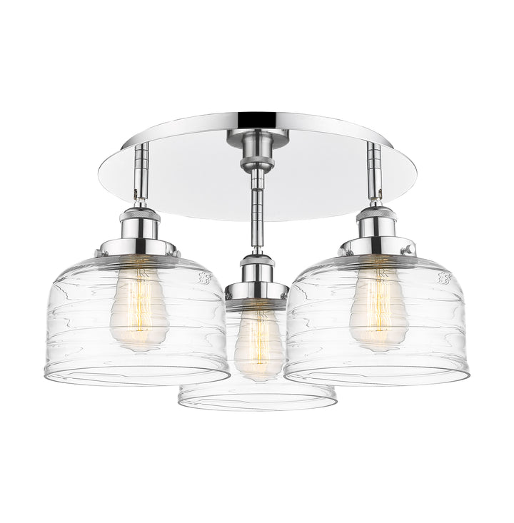 Innovations Lighting Bell Flush Mount Ceiling Flush Mounts Innovations Lighting Polished Chrome Clear Deco Swirl ; Glass Type: Transparent 