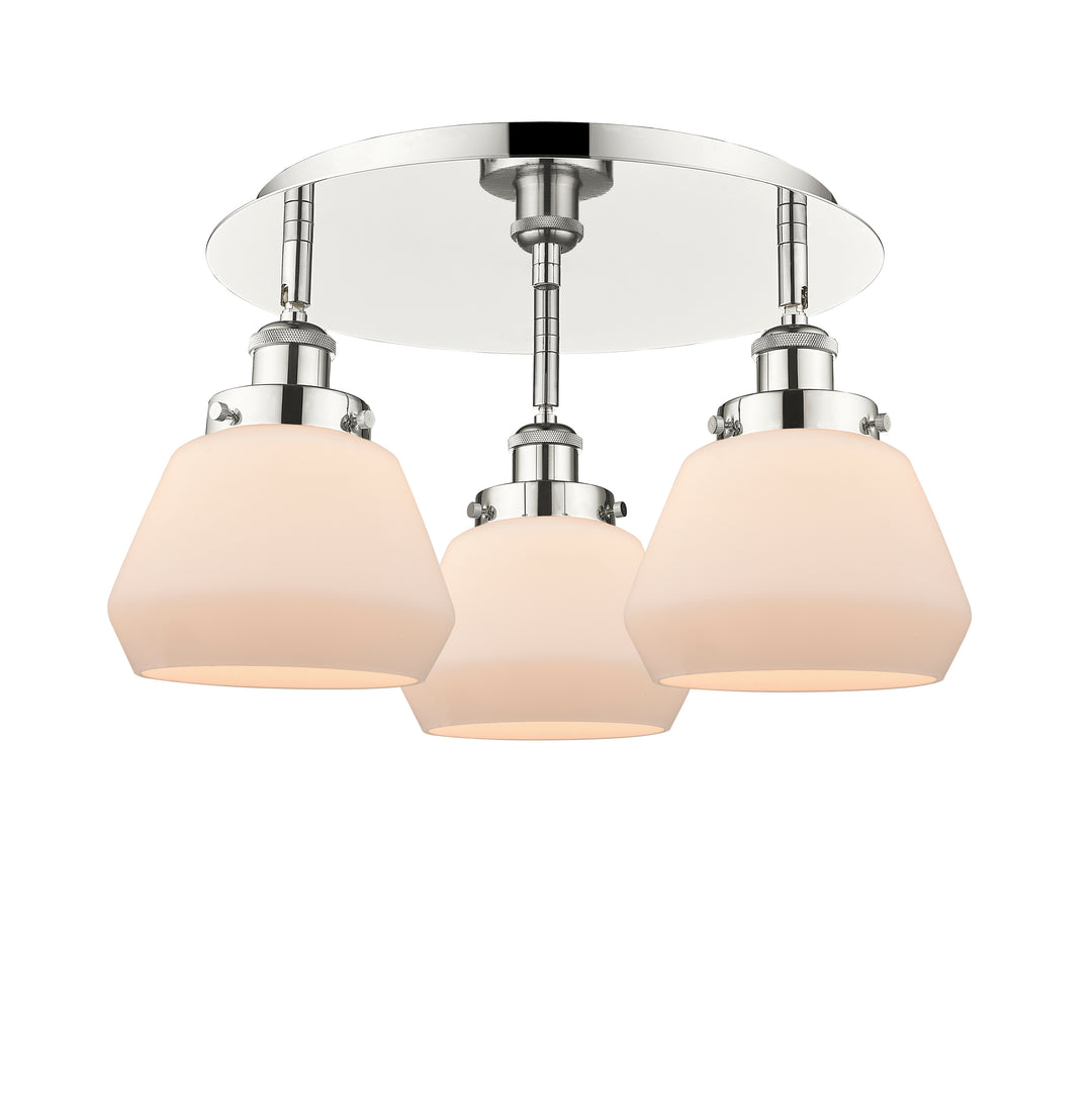 Innovations Lighting Fulton Flush Mount - Polished Nickel Ceiling Flush Mounts Innovations Lighting Matte White ; Glass Type: Frosted  