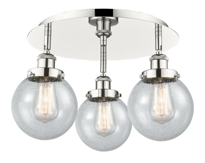 Innovations Lighting Beacon 6" Flush Mount - Polished Nickel Ceiling Flush Mounts Innovations Lighting Seedy ; Glass Type: Seedy  