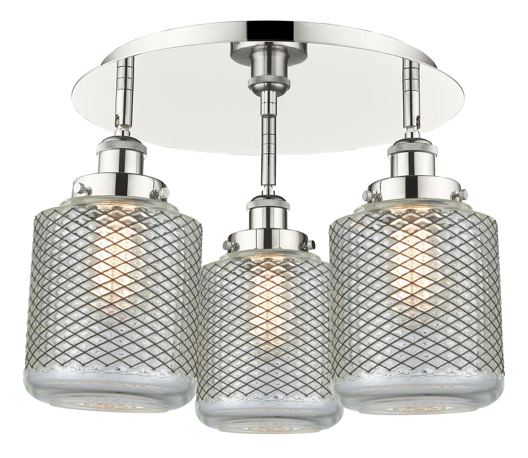 Innovations Lighting Edison Flush Mount - Polished Nickel Ceiling Flush Mounts Innovations Lighting Clear Wire Mesh ; Glass Type: Transparent  