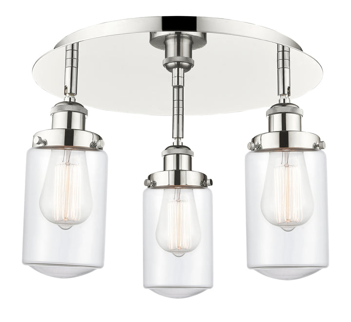 Innovations Lighting Dover Flush Mount - Polished Nickel Ceiling Flush Mounts Innovations Lighting Clear ; Glass Type: Clear  